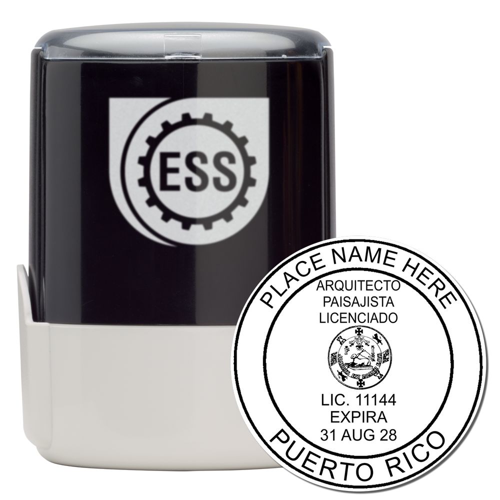 The main image for the Self-Inking Puerto Rico Landscape Architect Stamp depicting a sample of the imprint and electronic files