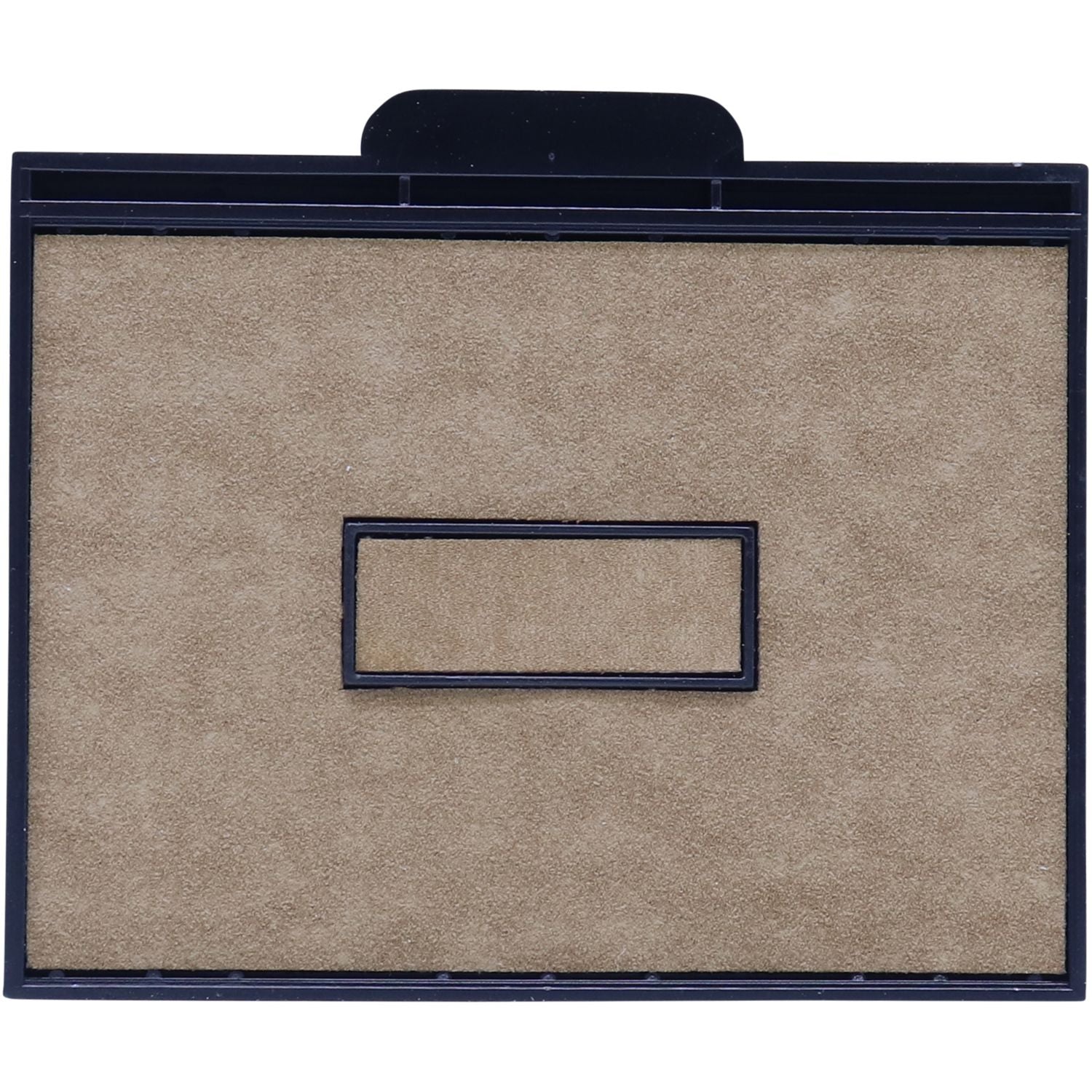 Two Color Replacement Ink Pad for HM-6108 Stamp, featuring a rectangular design with a beige and black color scheme.