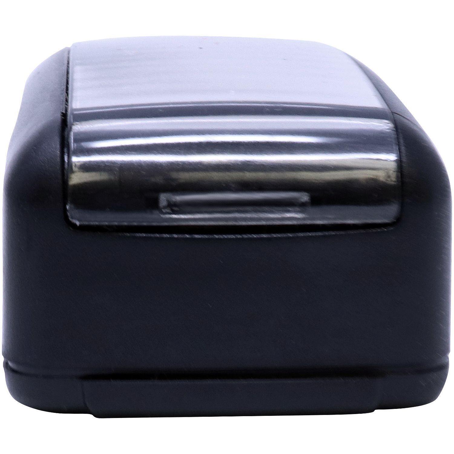 Large Pre-Inked Global Express Guaranteed Stamp in black, shown from a side view, highlighting its compact and sleek design.