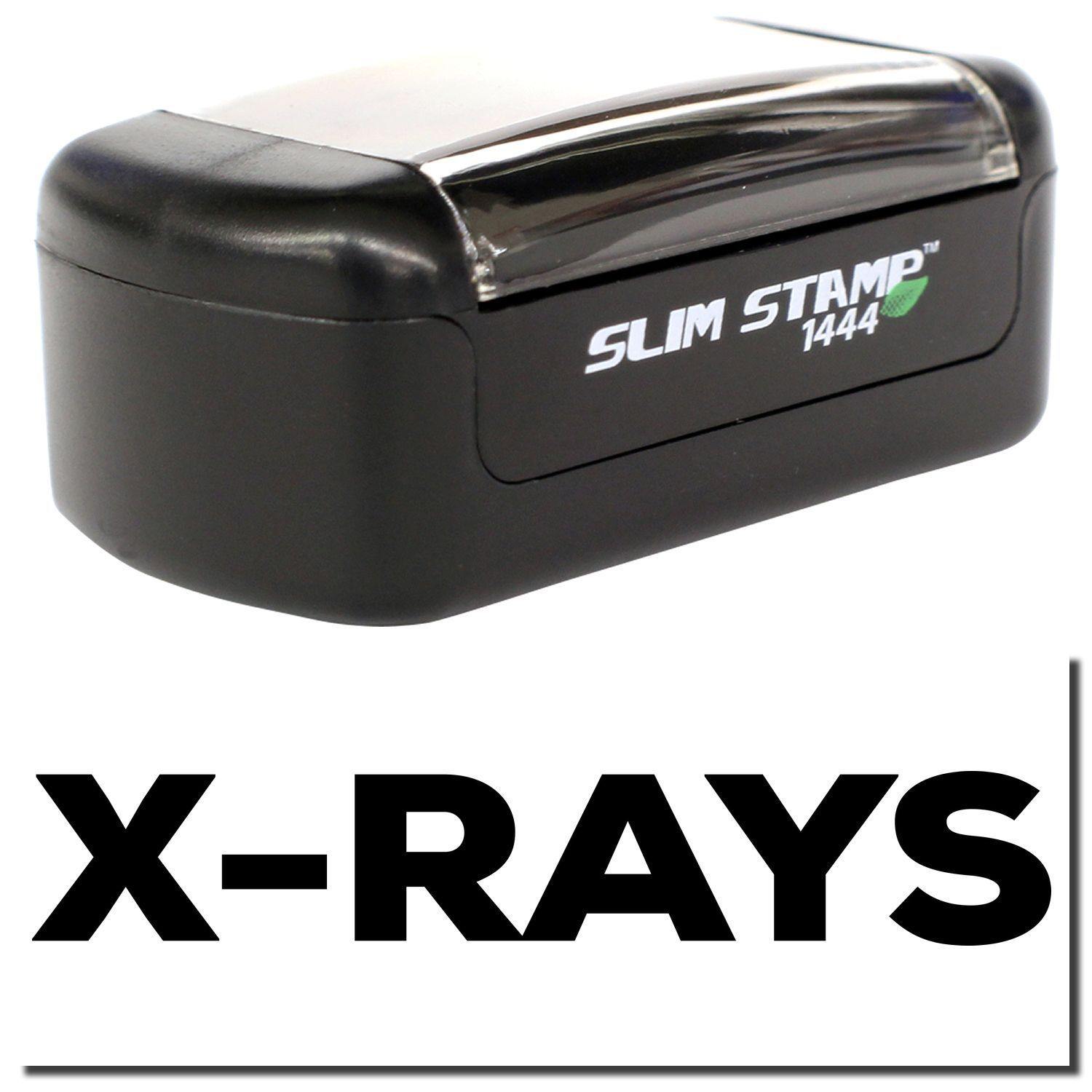 A stock office pre-inked stamp with a stamped image showing how the text X-RAYS in bold font is displayed after stamping.