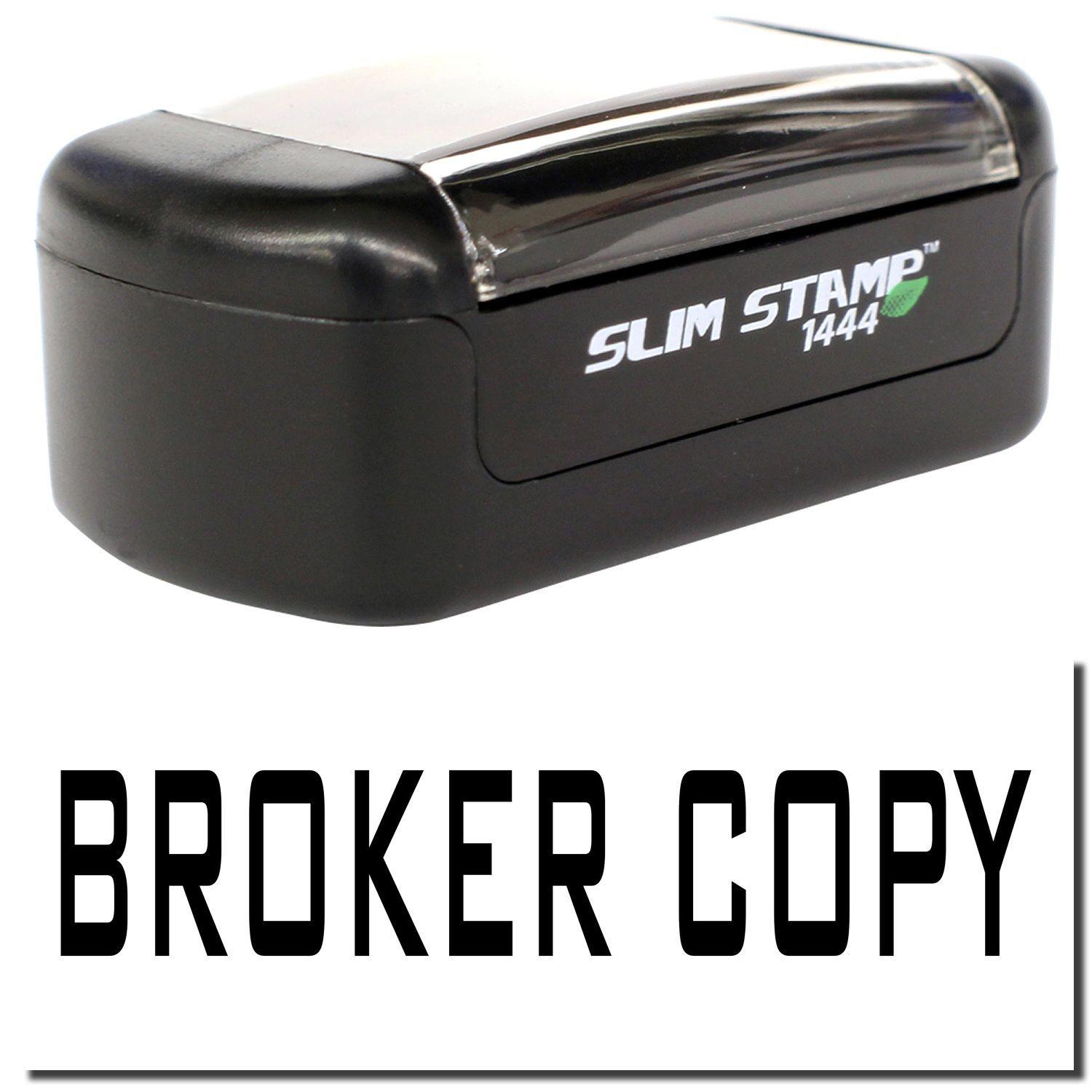 A stock office pre-inked stamp with a stamped image showing how the text BROKER COPY is displayed after stamping.