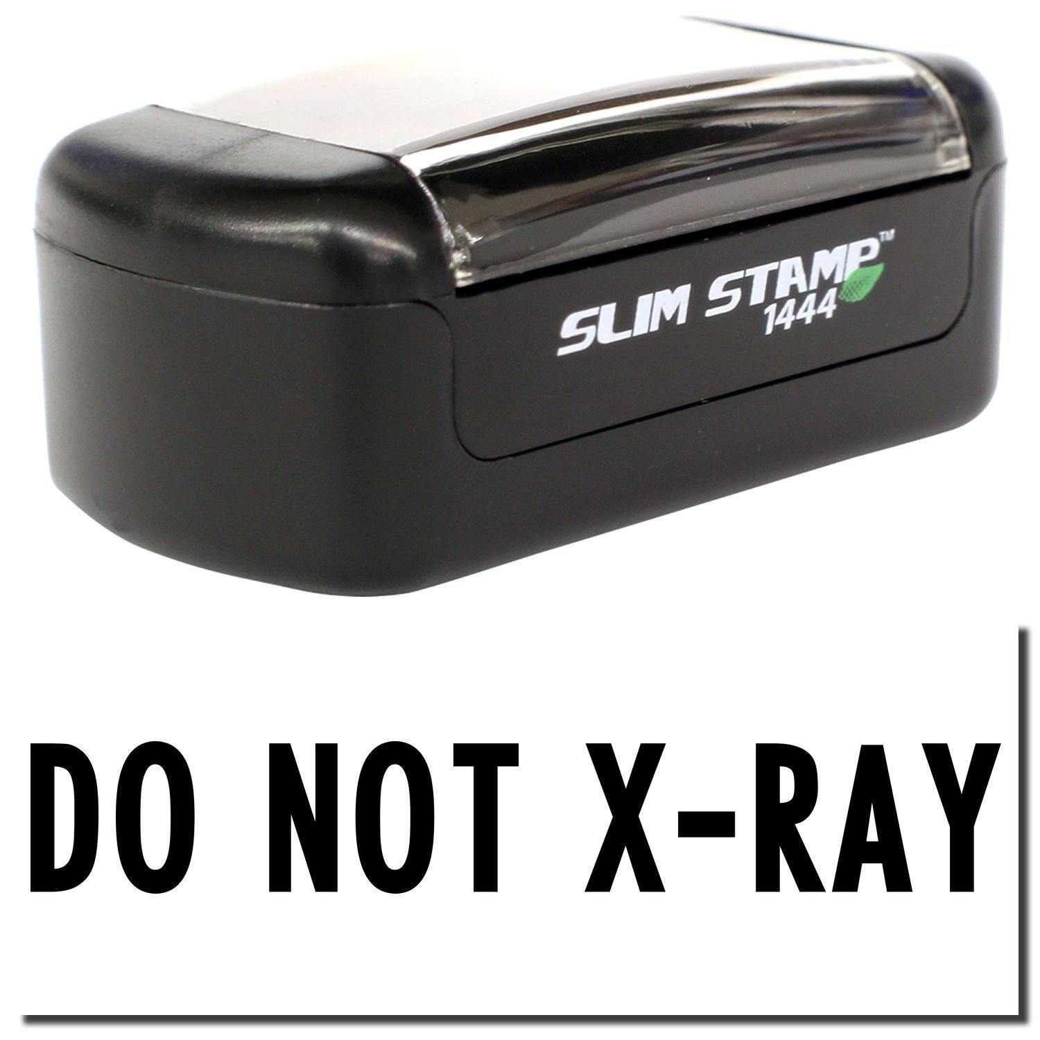 A stock office pre-inked stamp with a stamped image showing how the text DO NOT X-RAY is displayed after stamping.