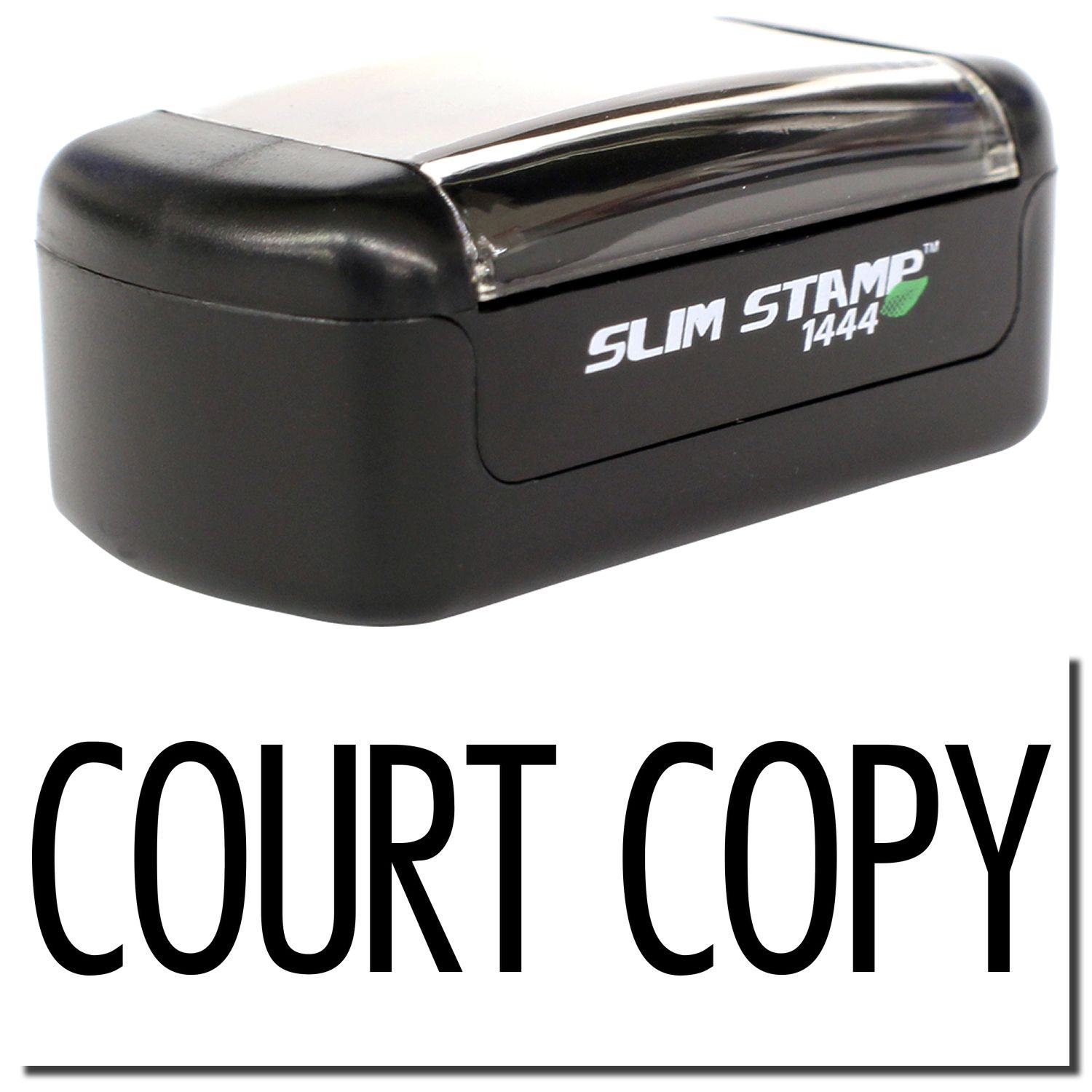 A stock office pre-inked stamp with a stamped image showing how the text COURT COPY in a narrow font is displayed after stamping.