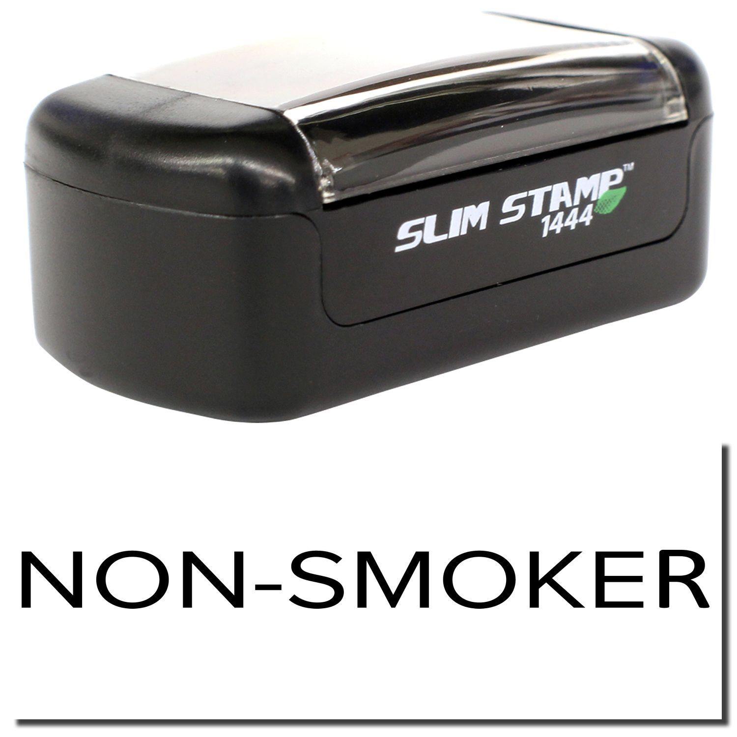 A stock office pre-inked stamp with a stamped image showing how the text NON-SMOKER in a narrow font is displayed after stamping.