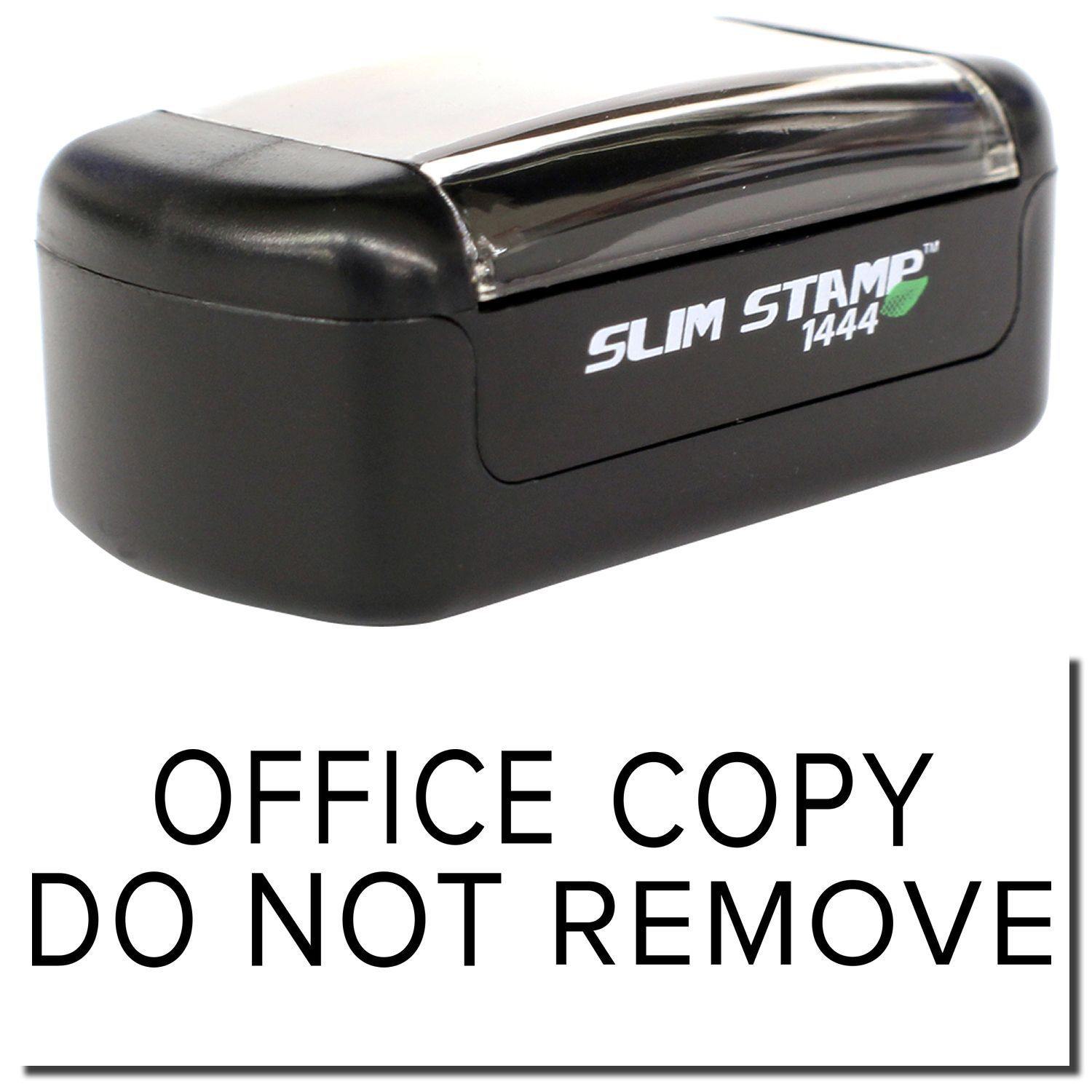 A stock office pre-inked stamp with a stamped image showing how the text OFFICE COPY DO NOT REMOVE in a narrow font is displayed after stamping.