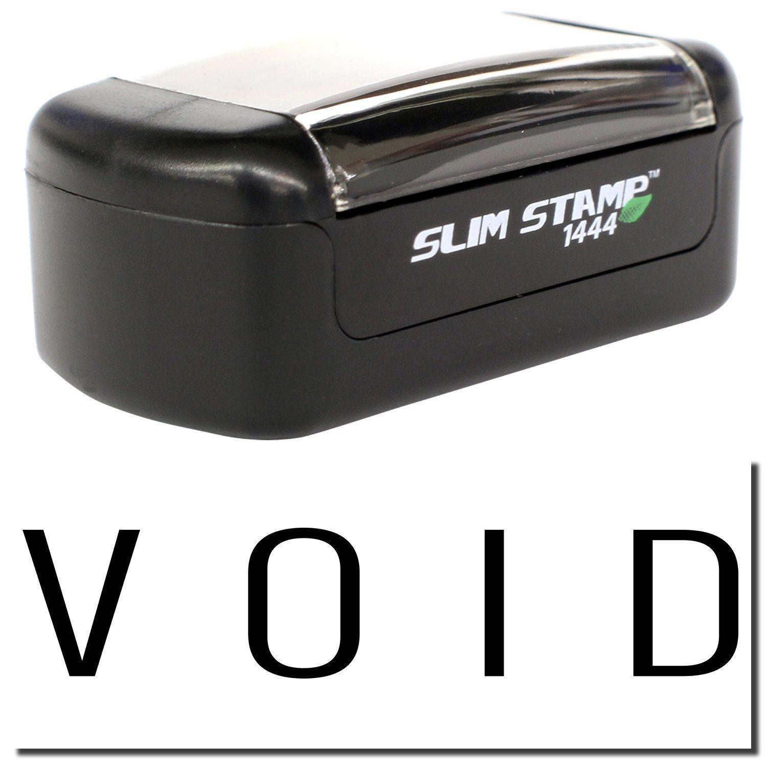 Slim Pre-Inked Narrow Void Stamp with black casing, displaying the word VOID in bold letters below the stamp.