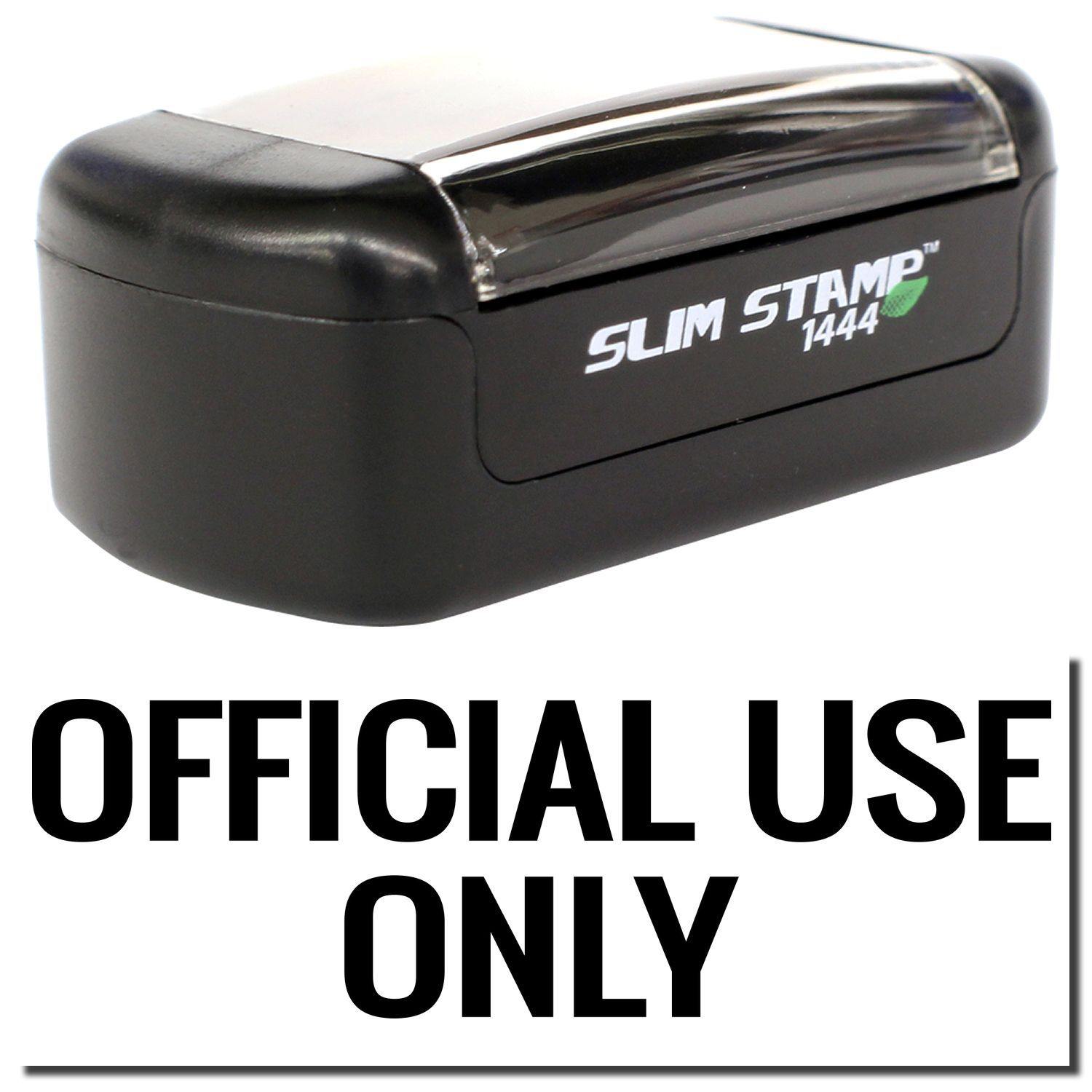 Slim Pre-Inked Official Use Only Stamp, black, compact design with clear cover, and bold OFFICIAL USE ONLY text below.