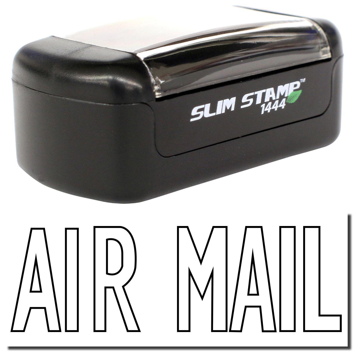 Slim Pre-Inked Outline Air Mail Stamp with black casing and AIR MAIL text in bold outline font below the stamp.