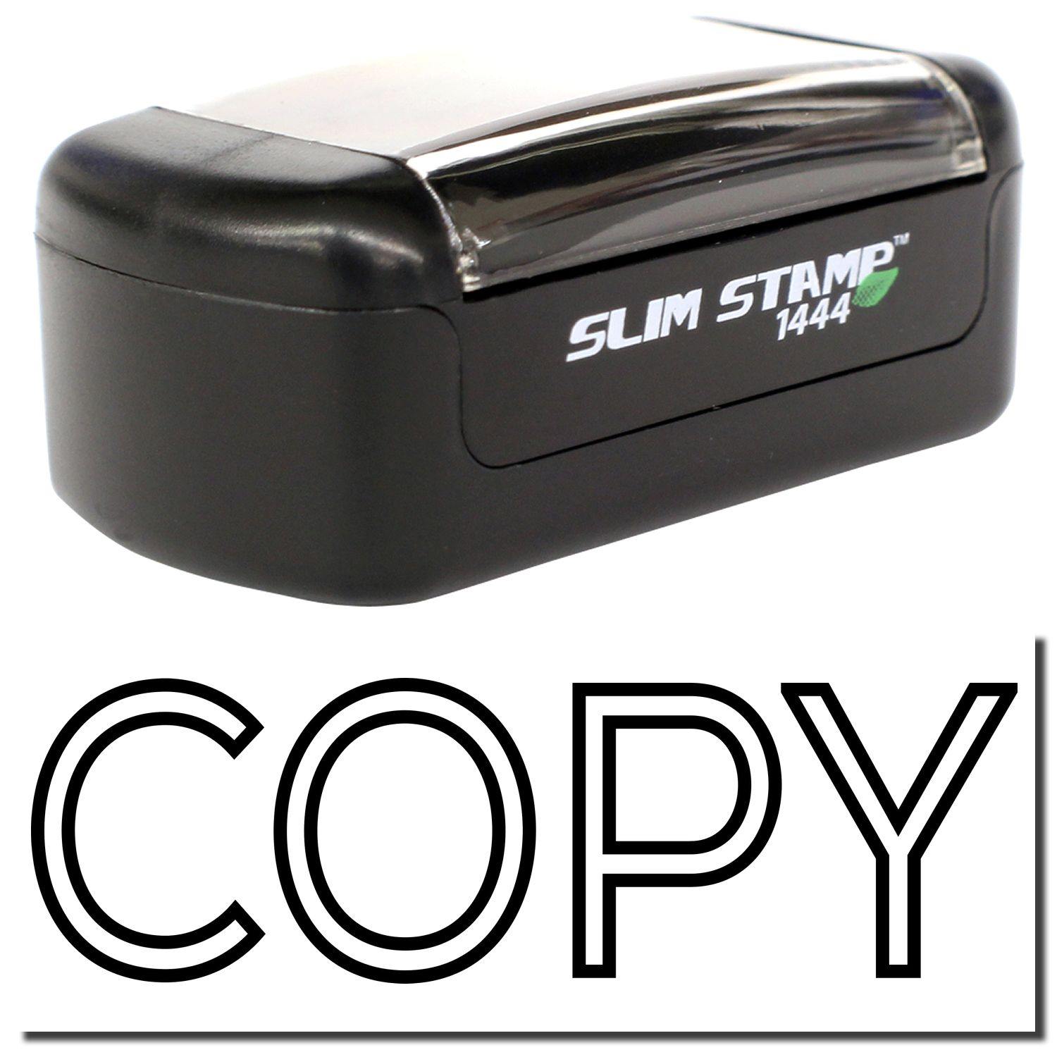 Slim Pre-Inked Outline Copy Stamp in black with the word COPY in bold outline text below the stamp.