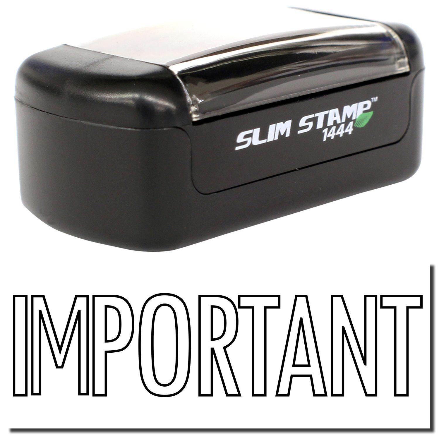 Slim Pre-Inked Outline Important Stamp in black, featuring the word 'IMPORTANT' in bold outline letters below the stamp.