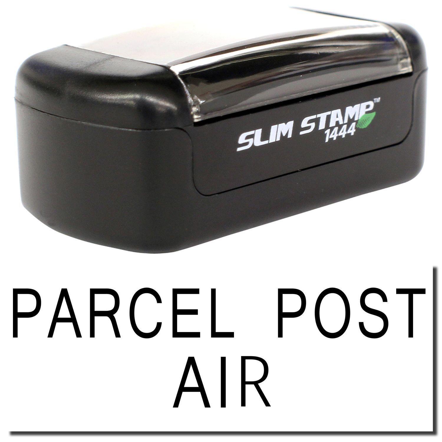 Slim Pre-Inked Parcel Post Air Stamp in black, featuring a compact design with clear, bold text for efficient parcel marking.