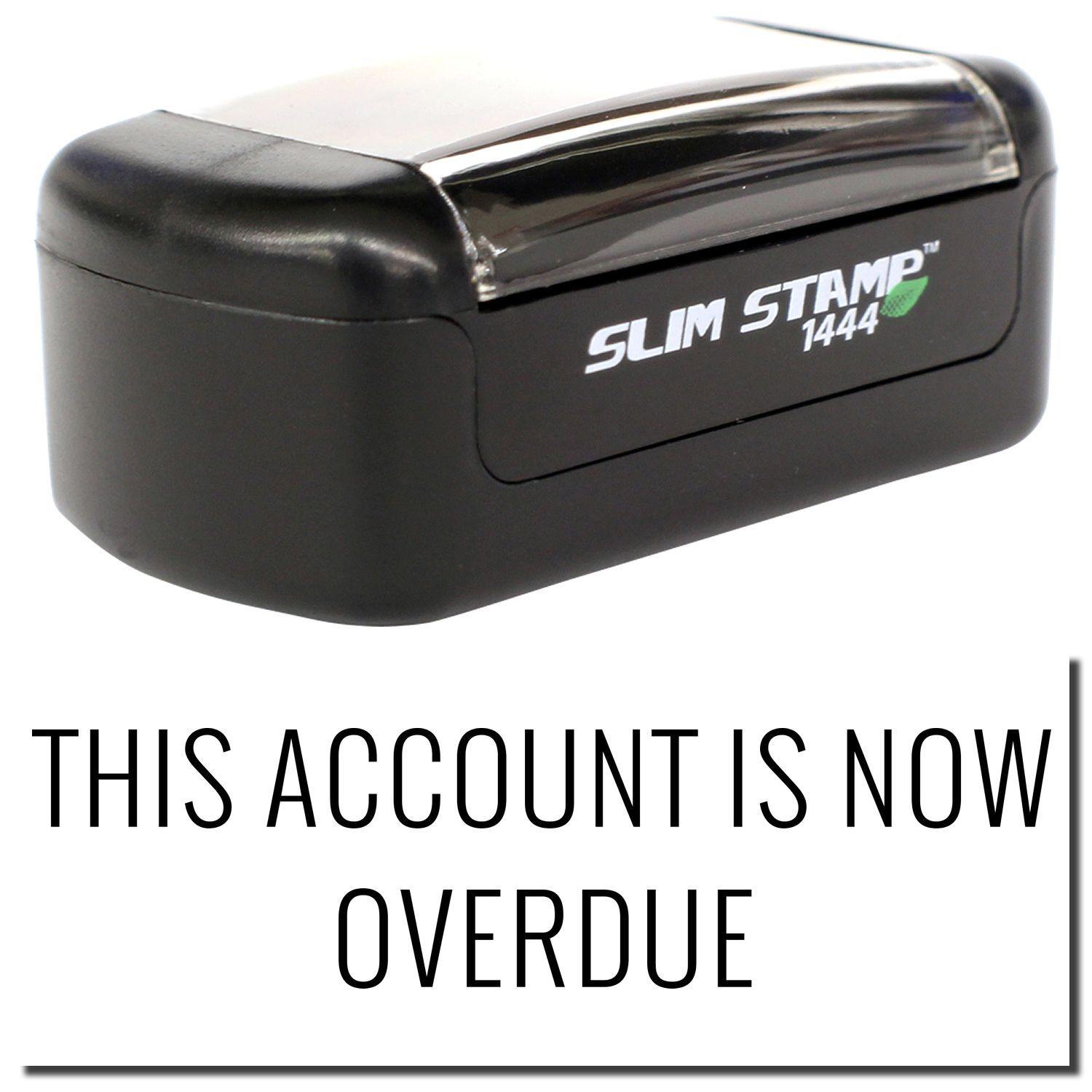 Slim Pre-Inked This Account is now Overdue Stamp in black, with a clear cover, and the text THIS ACCOUNT IS NOW OVERDUE below.