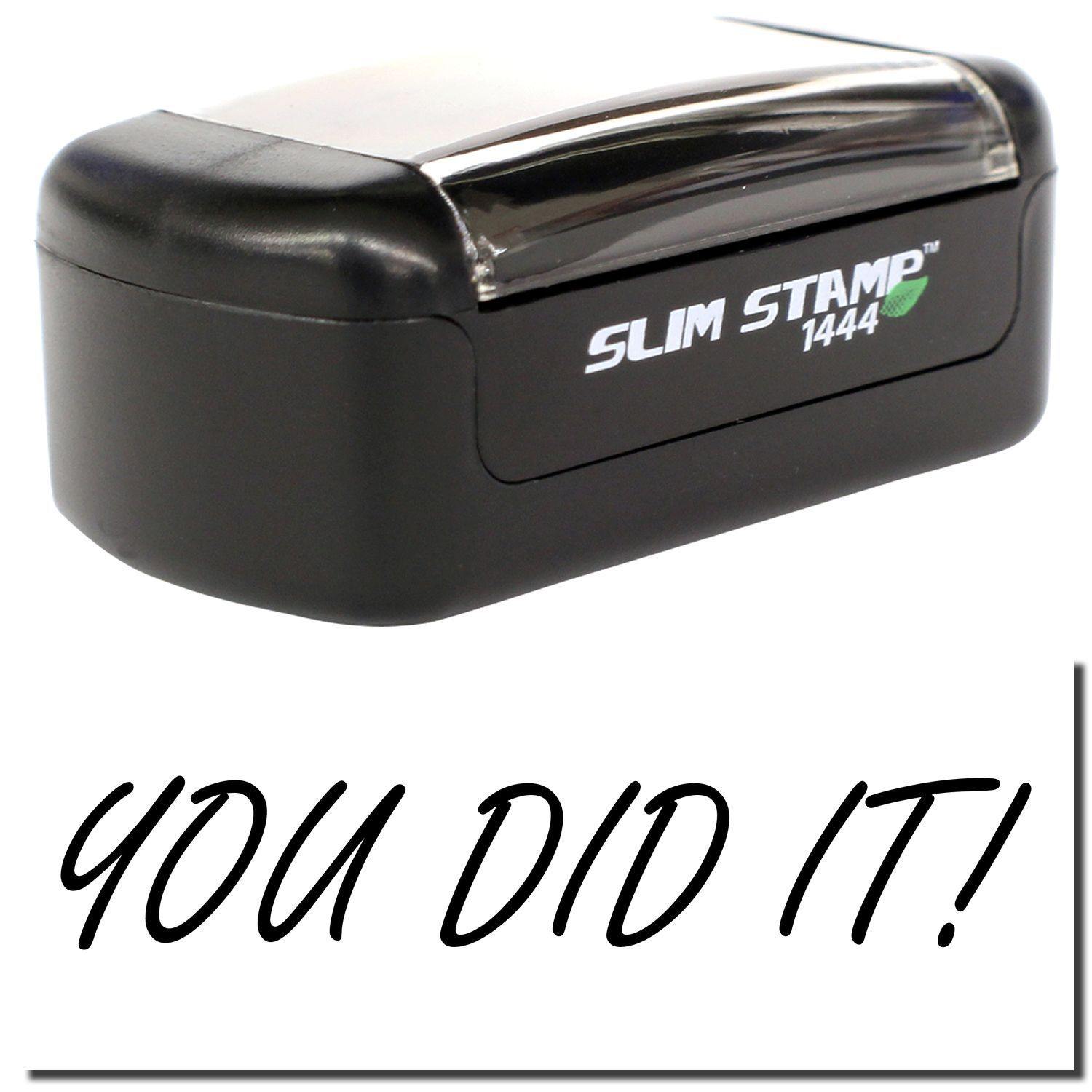 Slim Pre-Inked You Did It Stamp in black, featuring a compact design with YOU DID IT! text displayed below the stamp.