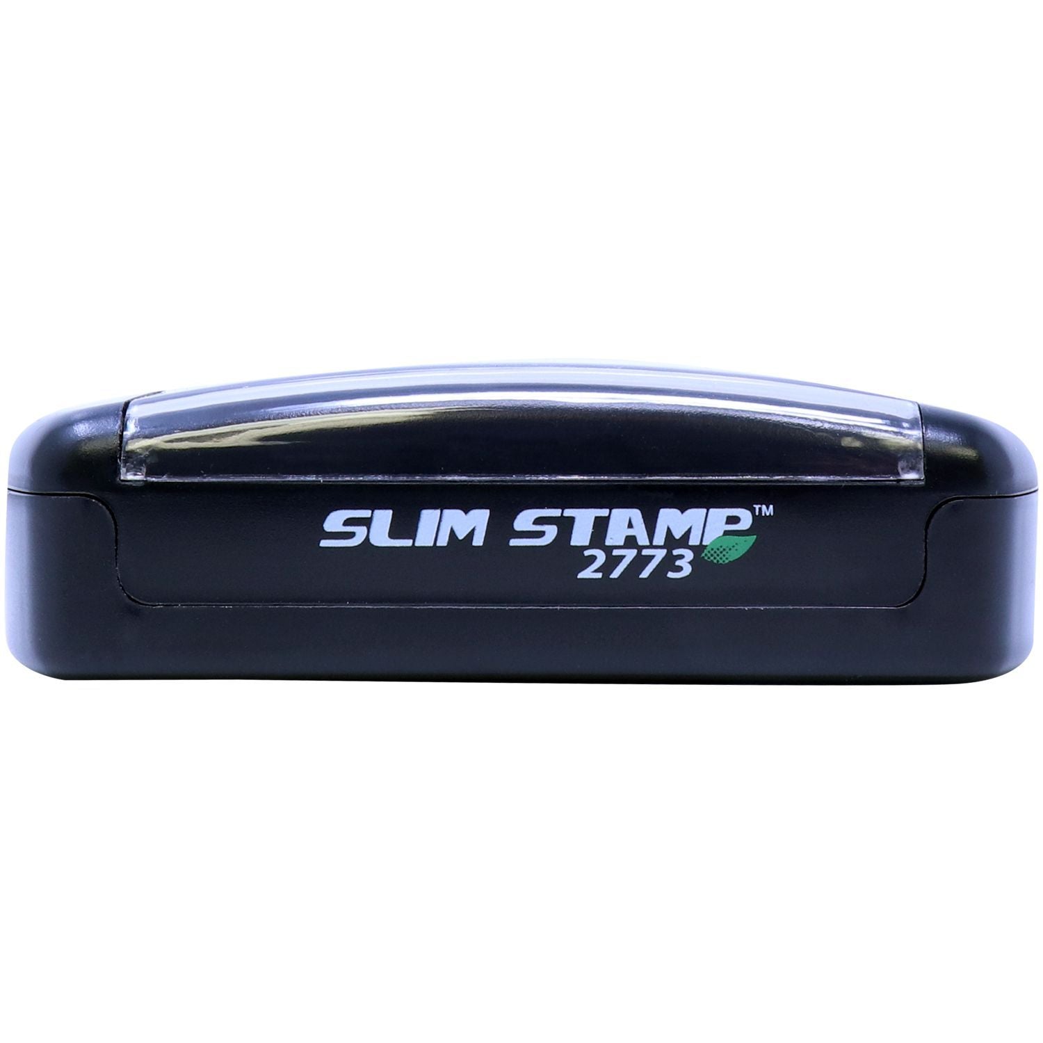 Image of the Slim Stamp 2773 Customized Pre-Inked Stamp 1-1/16 x 2-7/8, showing the front view with the product name and logo.