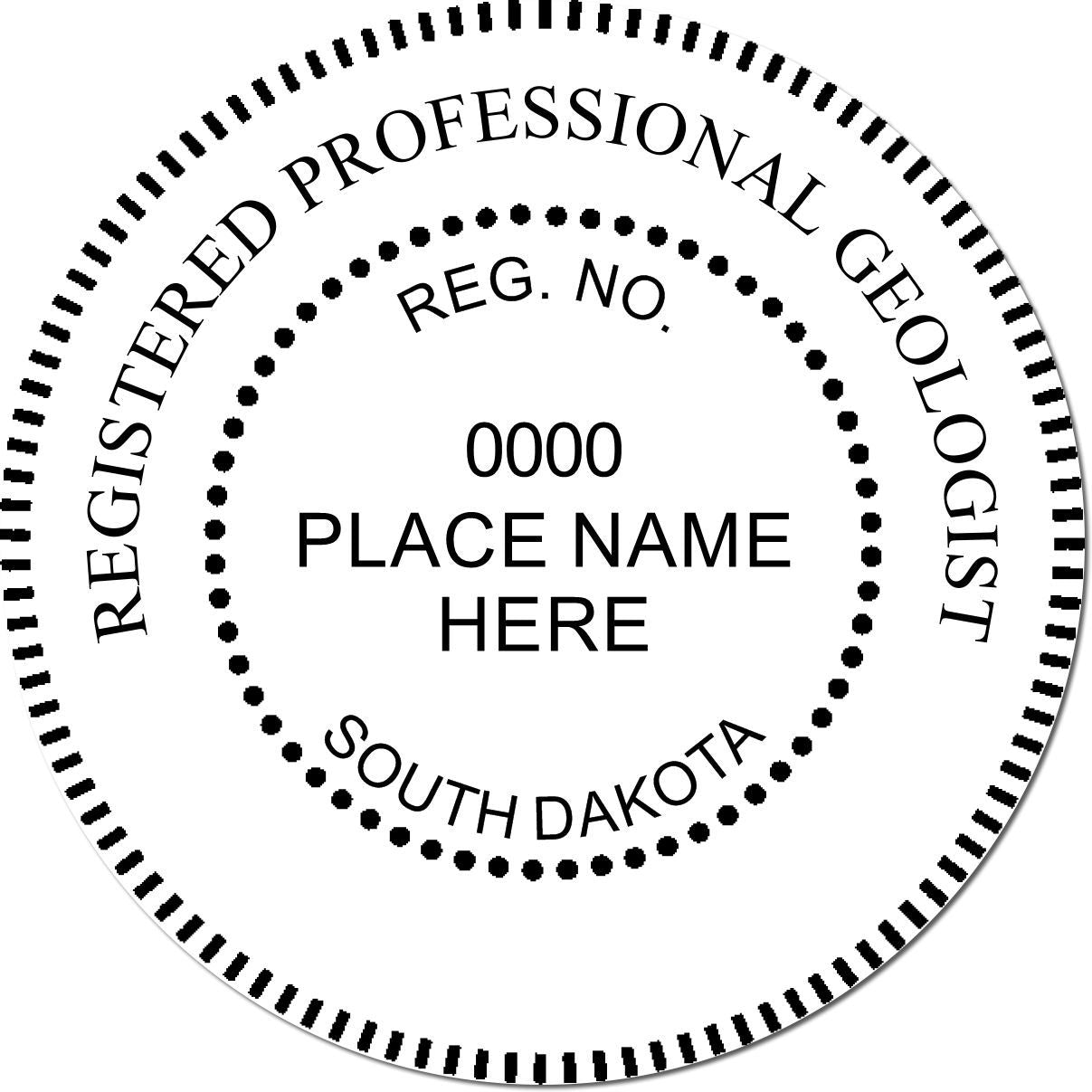 This paper is stamped with a sample imprint of the South Dakota Professional Geologist Seal Stamp, signifying its quality and reliability.