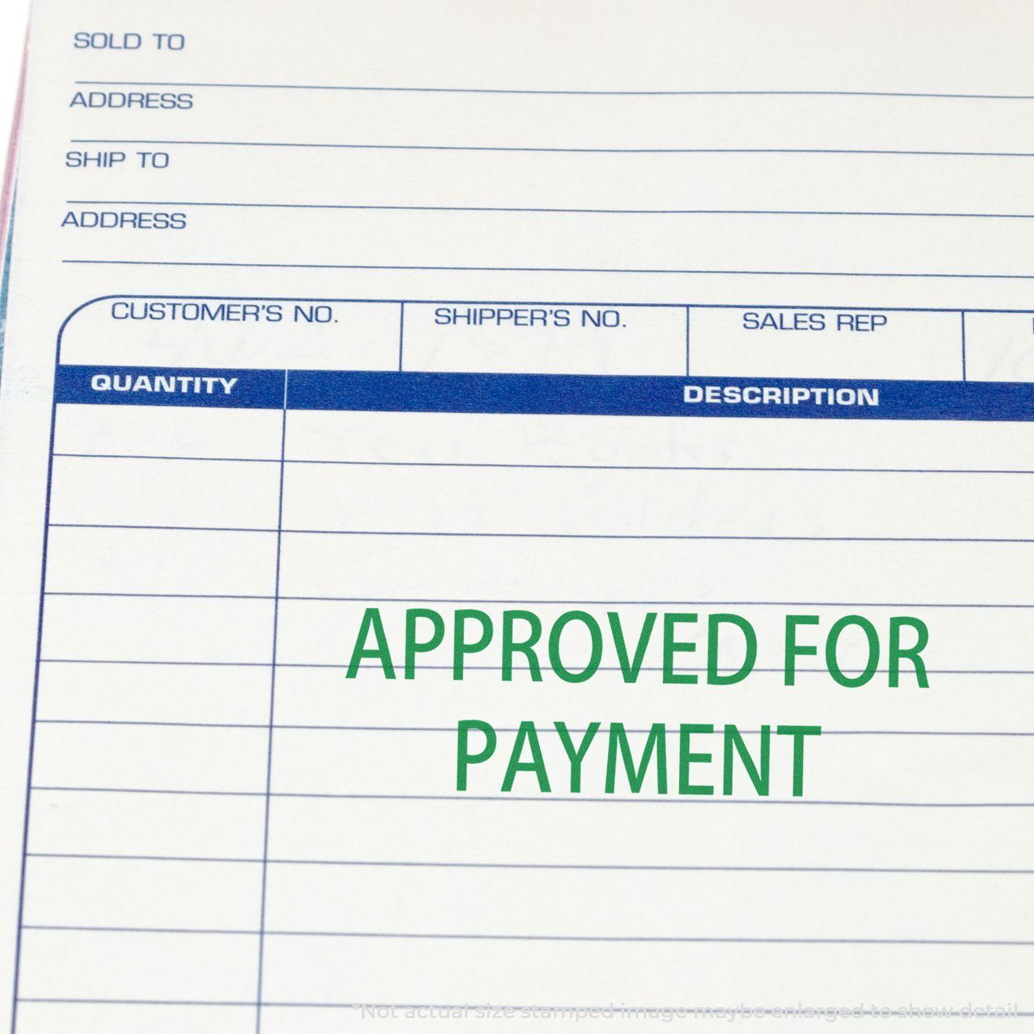 In Use Large Self Inking Approved For Payment Stamp Image