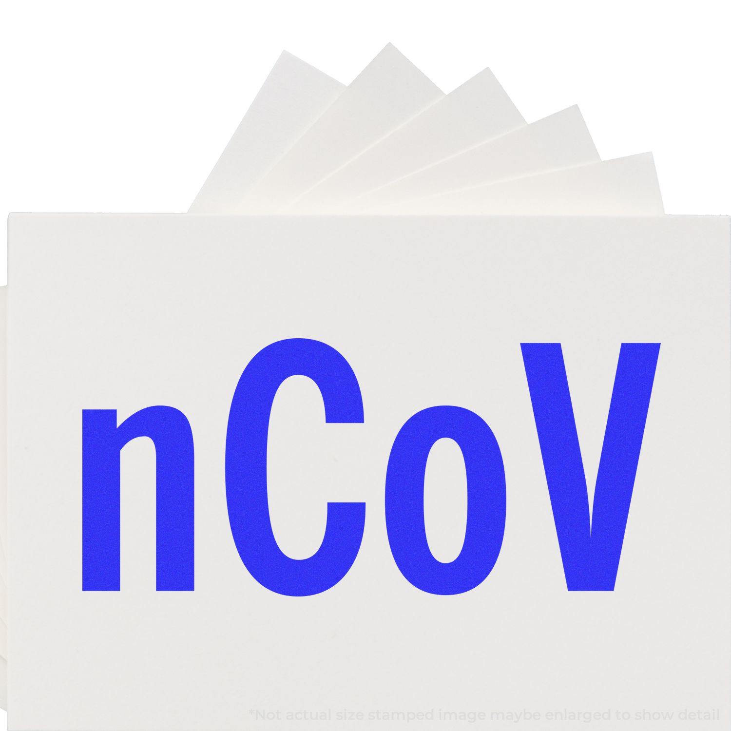 Large Pre-Inked nCov Stamp in blue ink on white paper, showing the text "nCoV" in bold letters.