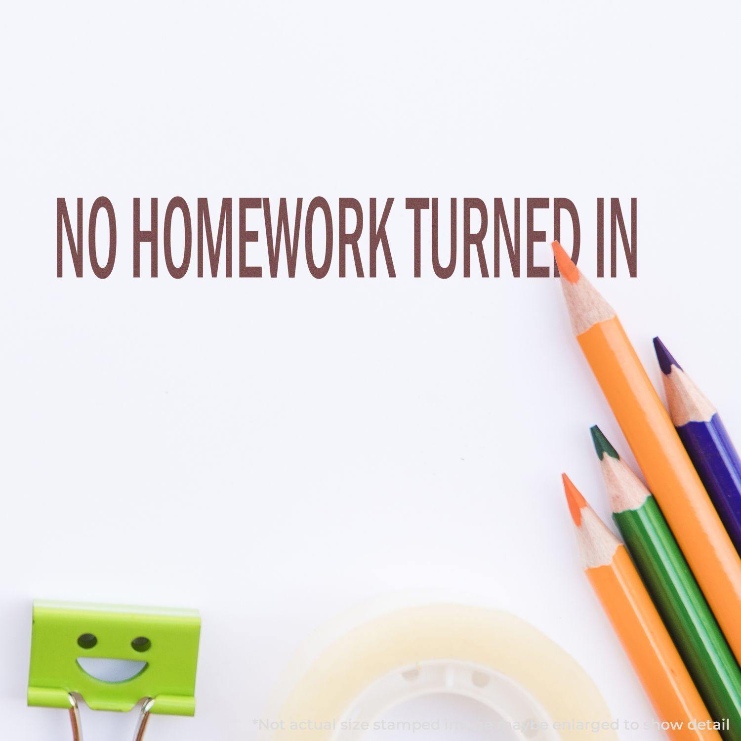 In Use Large No Homework Turned In Rubber Stamp Image