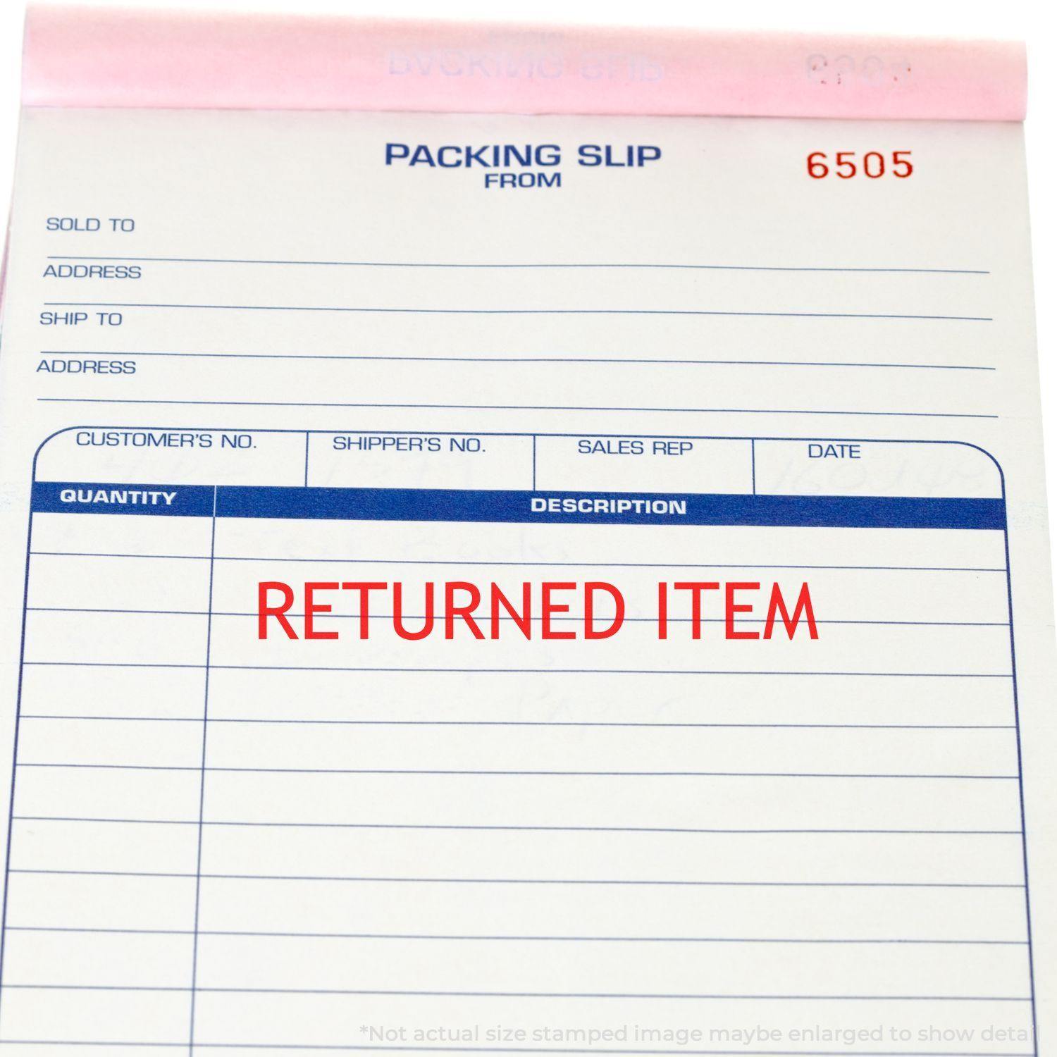 Large Pre Inked Returned Item Stamp Lifestyle Photo