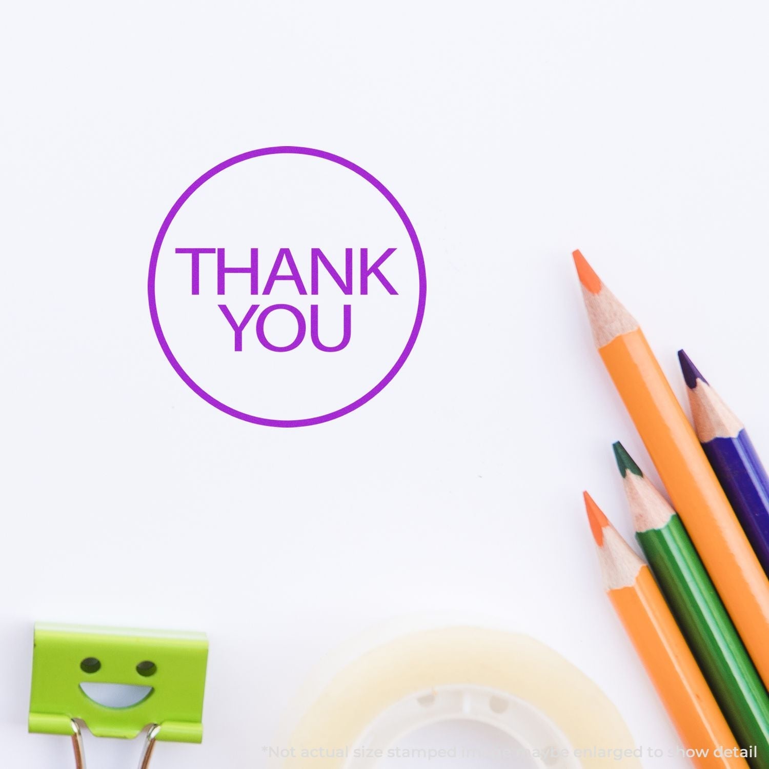 Self-Inking Round Thank You Stamp Lifestyle Photo