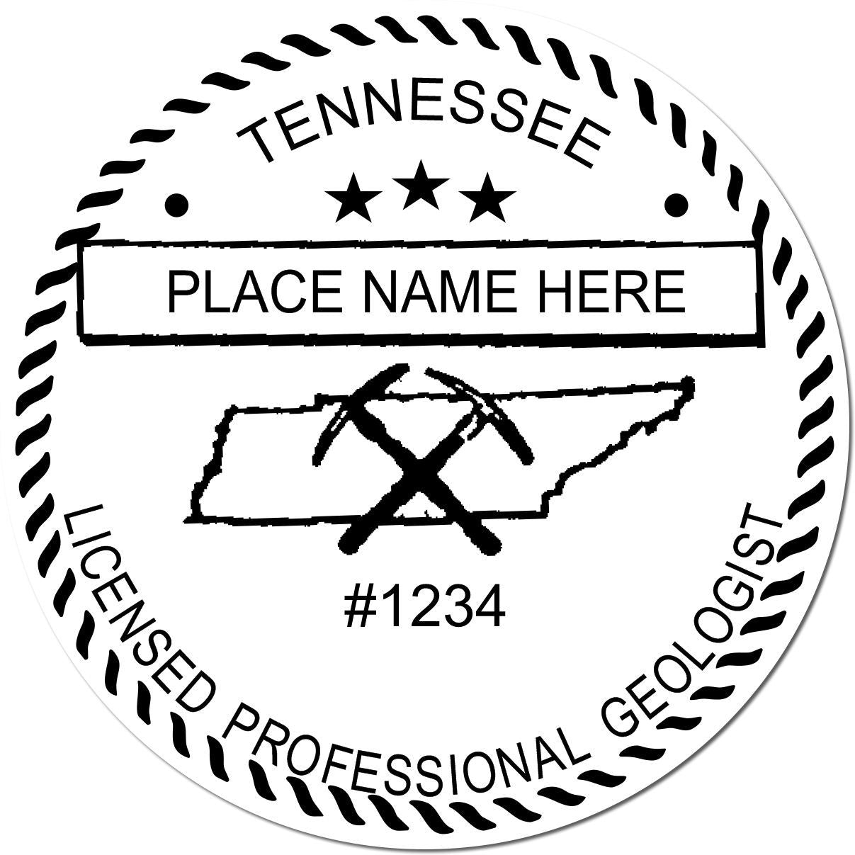 This paper is stamped with a sample imprint of the Tennessee Professional Geologist Seal Stamp, signifying its quality and reliability.