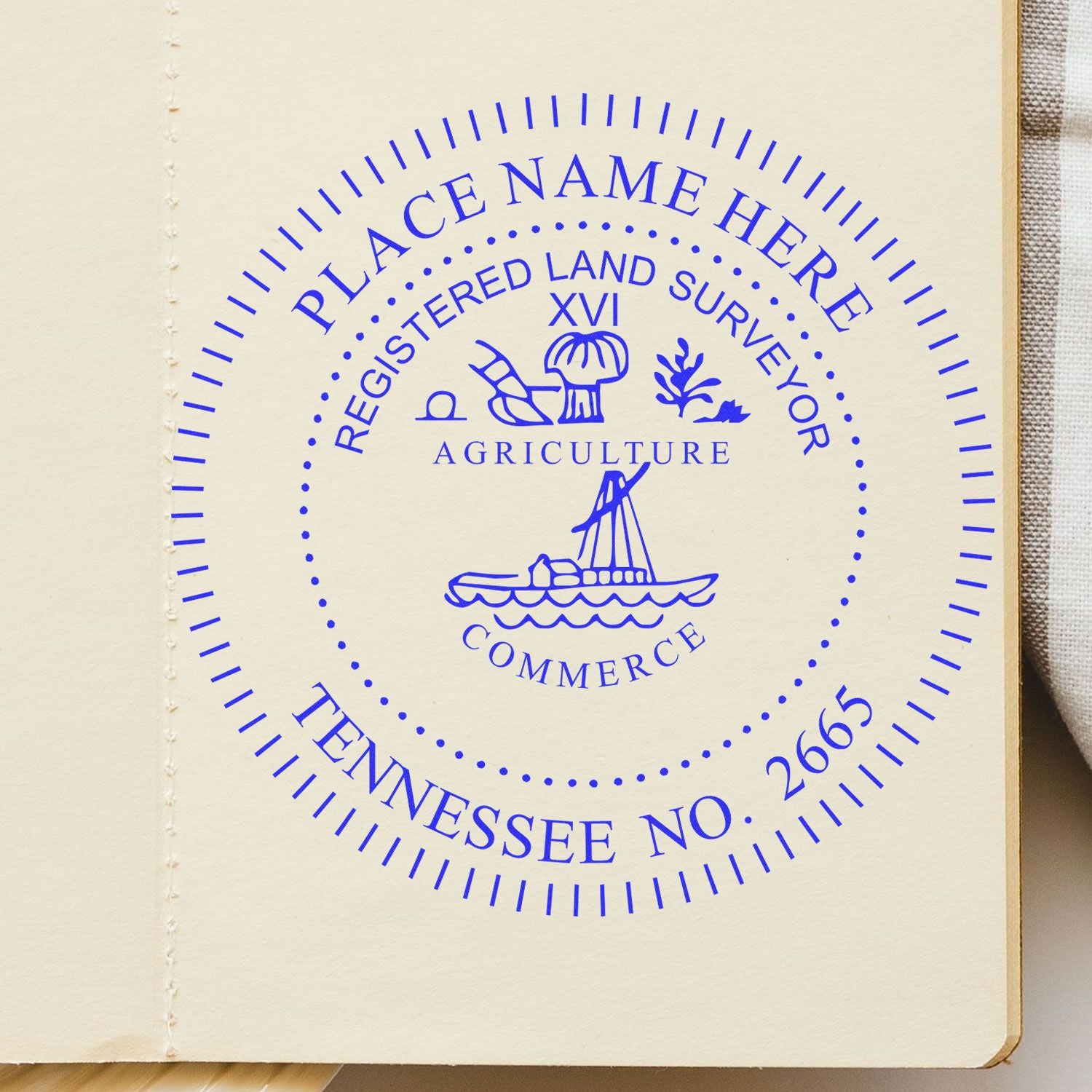 Tennessee Land Surveyor Seal Stamp In Use Photo