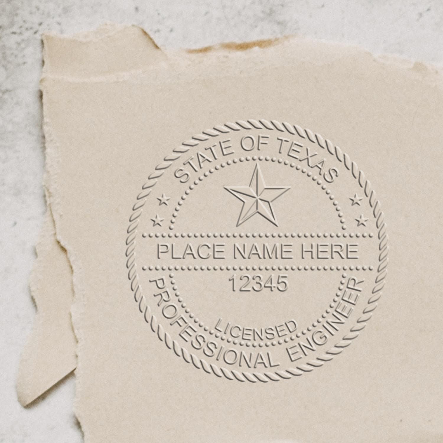 A photograph of the Long Reach Texas PE Seal stamp impression reveals a vivid, professional image of the on paper.