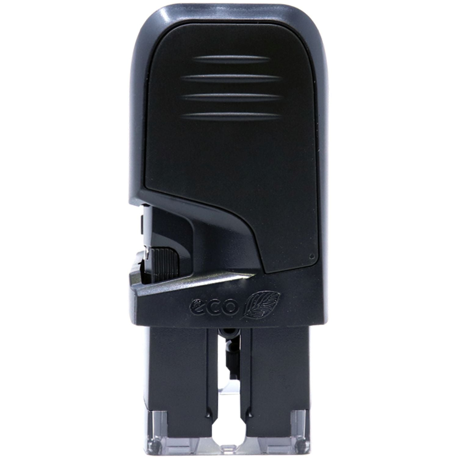 Custom Self Inking Stamp Trodat 4913 Size 7/8 x 2-3/8, black, side view showing eco-friendly design and compact structure.