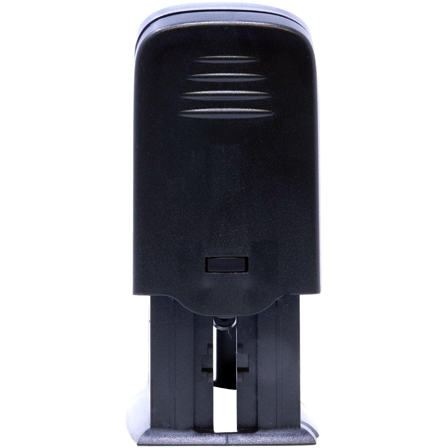 Black Custom Self Inking Stamp Trodat 4918 Size 5/8 x 3, shown from the side view, with a compact and ergonomic design.