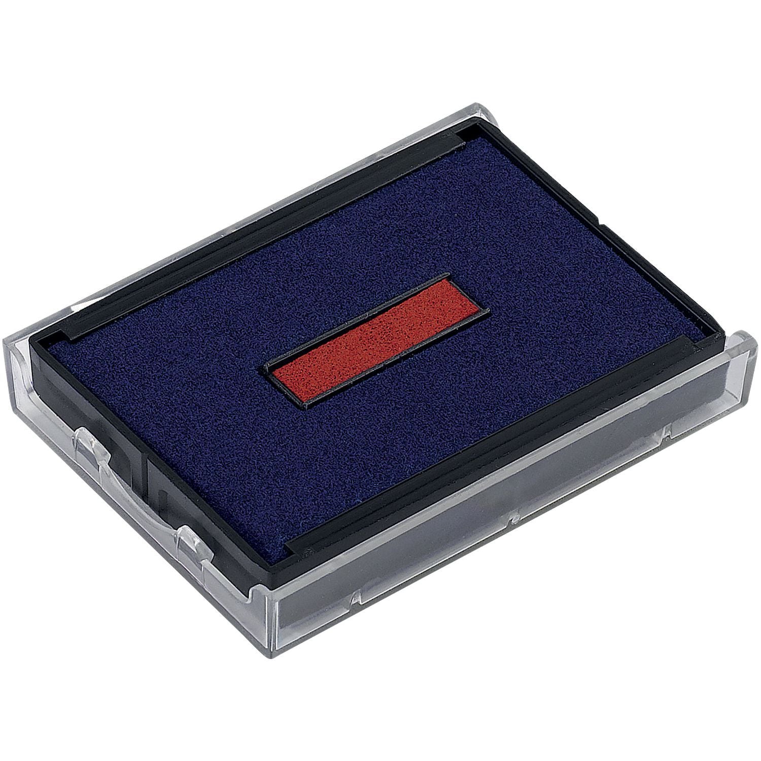 Two Color Replacement Ink Pad for 4929, 4729 Trodat Stamp in blue and red, encased in a clear plastic holder.