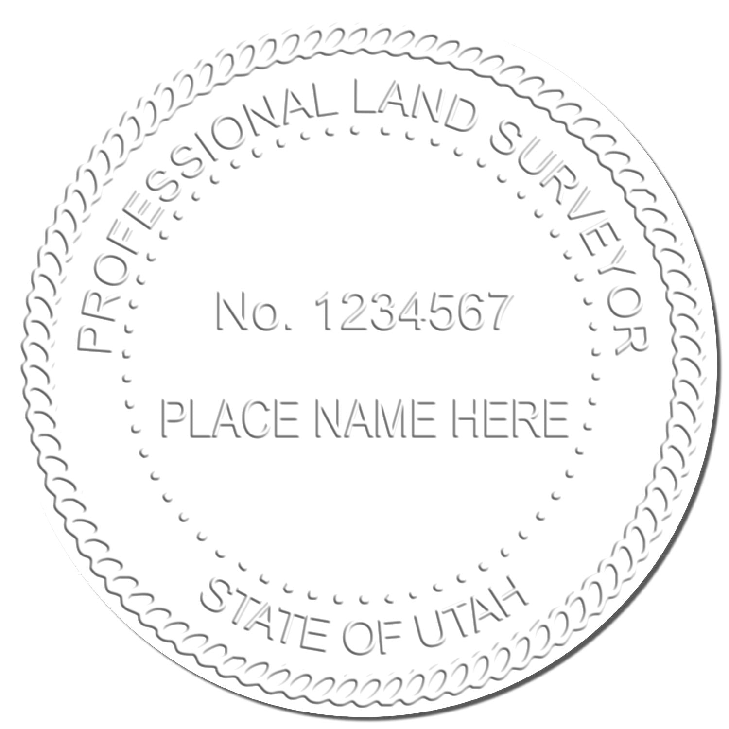 This paper is stamped with a sample imprint of the Utah Desk Surveyor Seal Embosser, signifying its quality and reliability.