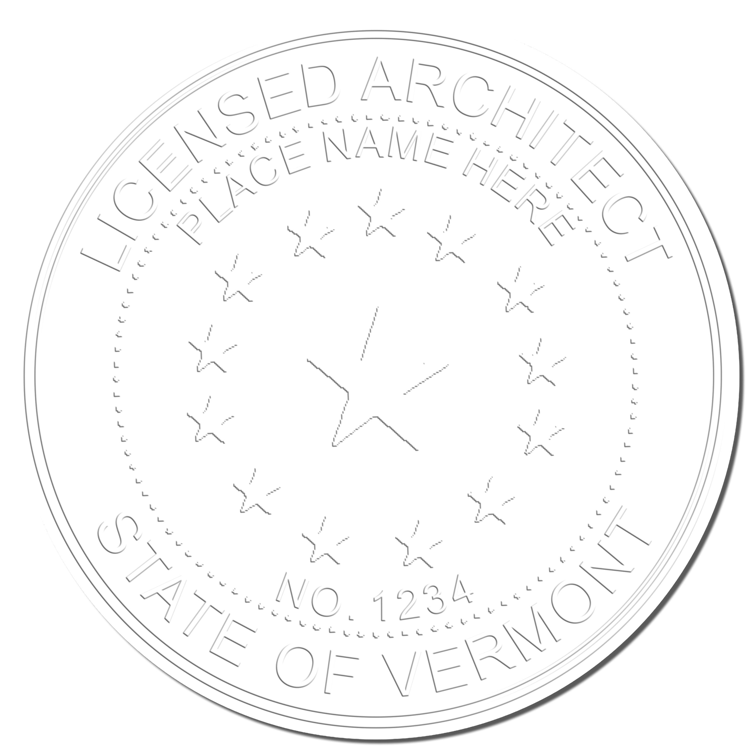 This paper is stamped with a sample imprint of the State of Vermont Architectural Seal Embosser, signifying its quality and reliability.