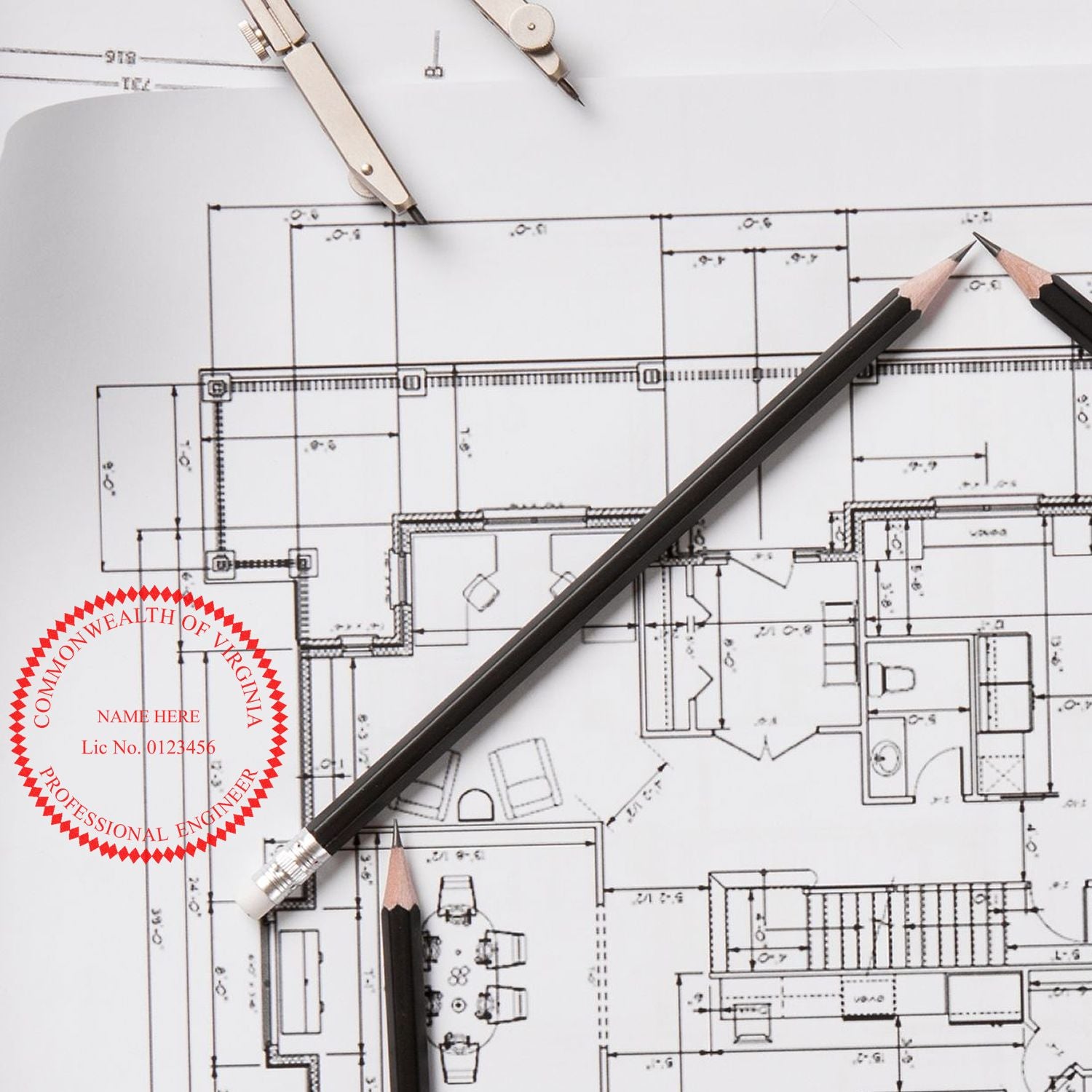 This paper is stamped with a sample imprint of the Digital Virginia PE Stamp and Electronic Seal for Virginia Engineer, signifying its quality and reliability.