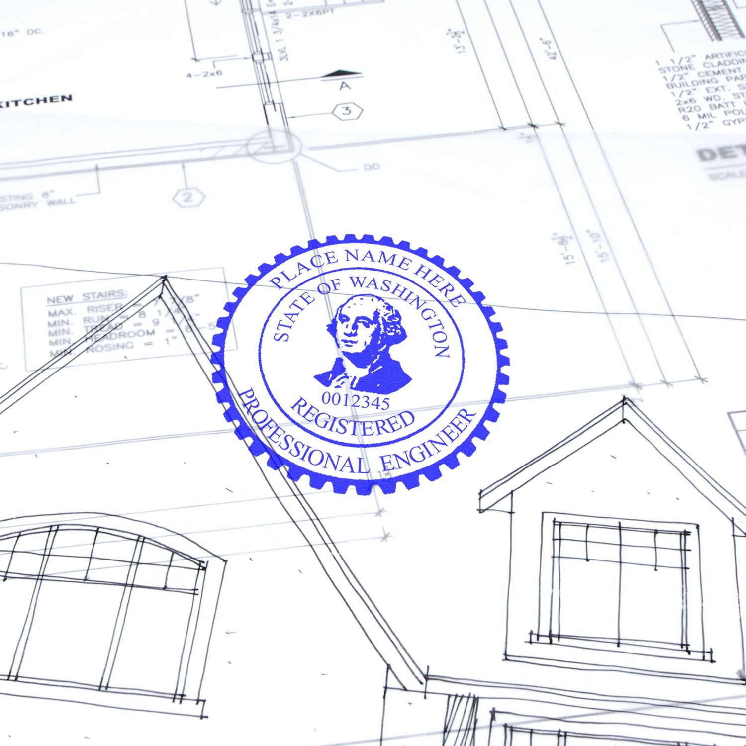 This paper is stamped with a sample imprint of the Digital Washington PE Stamp and Electronic Seal for Washington Engineer, signifying its quality and reliability.