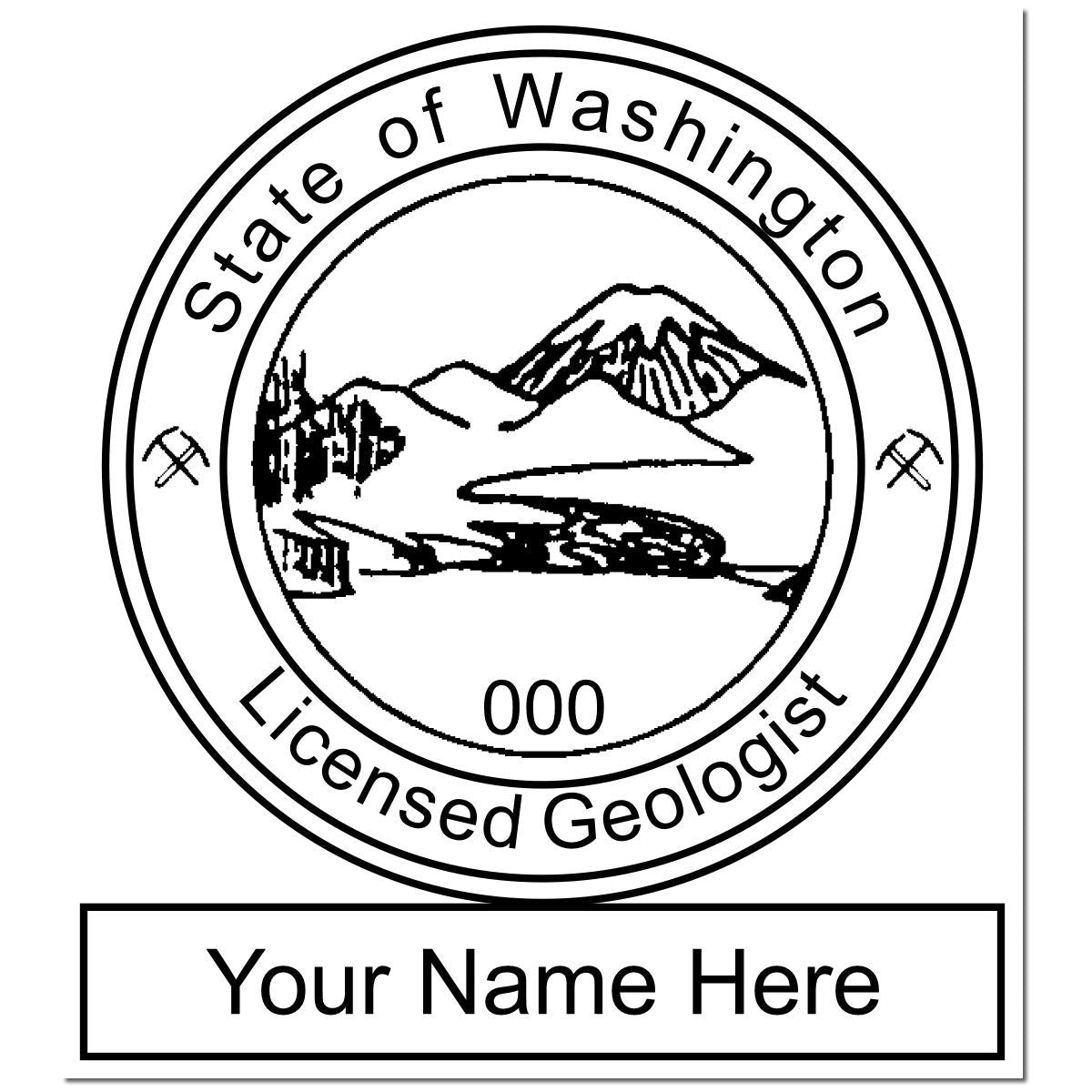 This paper is stamped with a sample imprint of the Slim Pre-Inked Washington Professional Geologist Seal Stamp, signifying its quality and reliability.