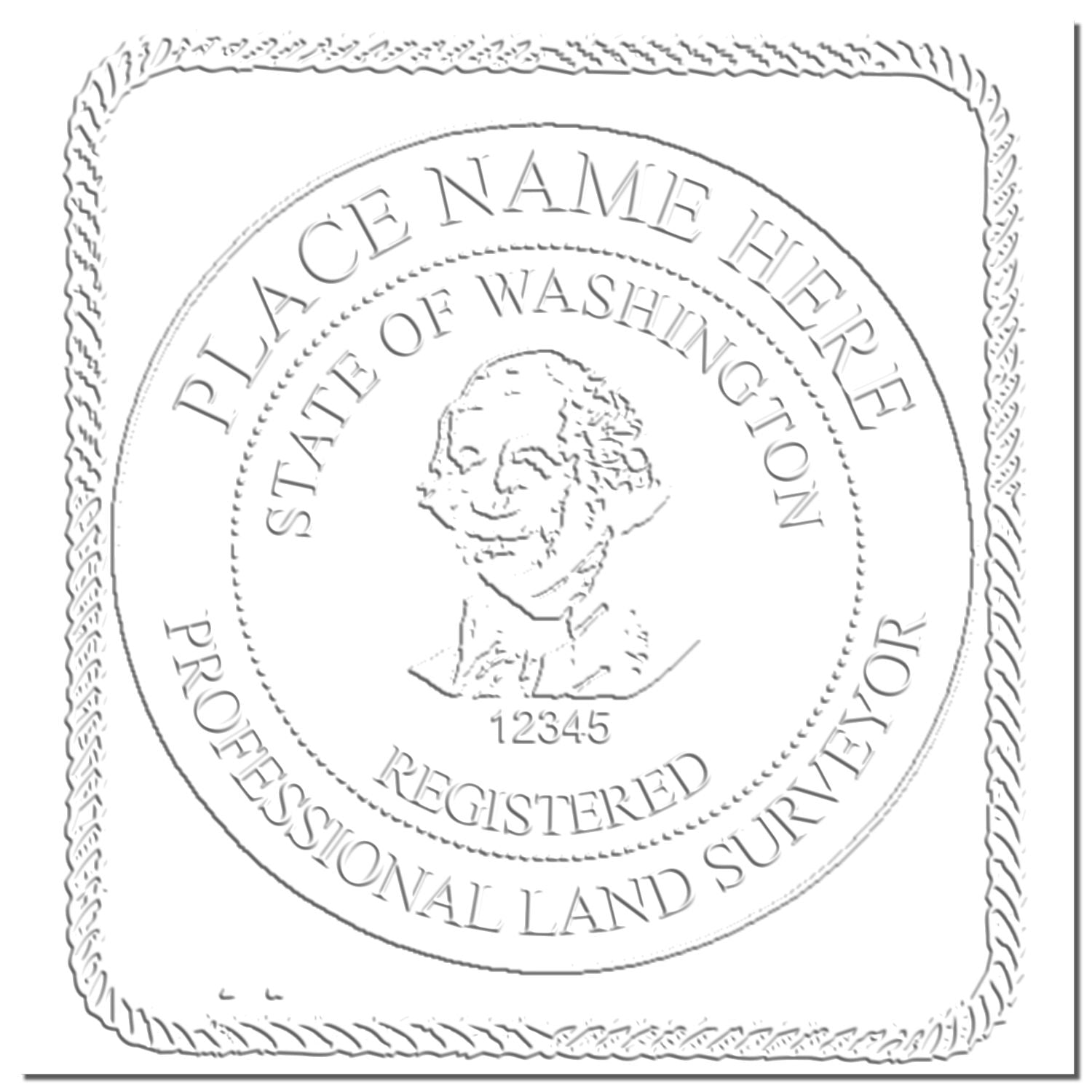 This paper is stamped with a sample imprint of the Long Reach Washington Land Surveyor Seal, signifying its quality and reliability.