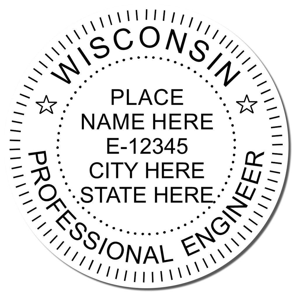 A stamped impression of the Premium MaxLight Pre-Inked Wisconsin Engineering Stamp in this stylish lifestyle photo, setting the tone for a unique and personalized product.