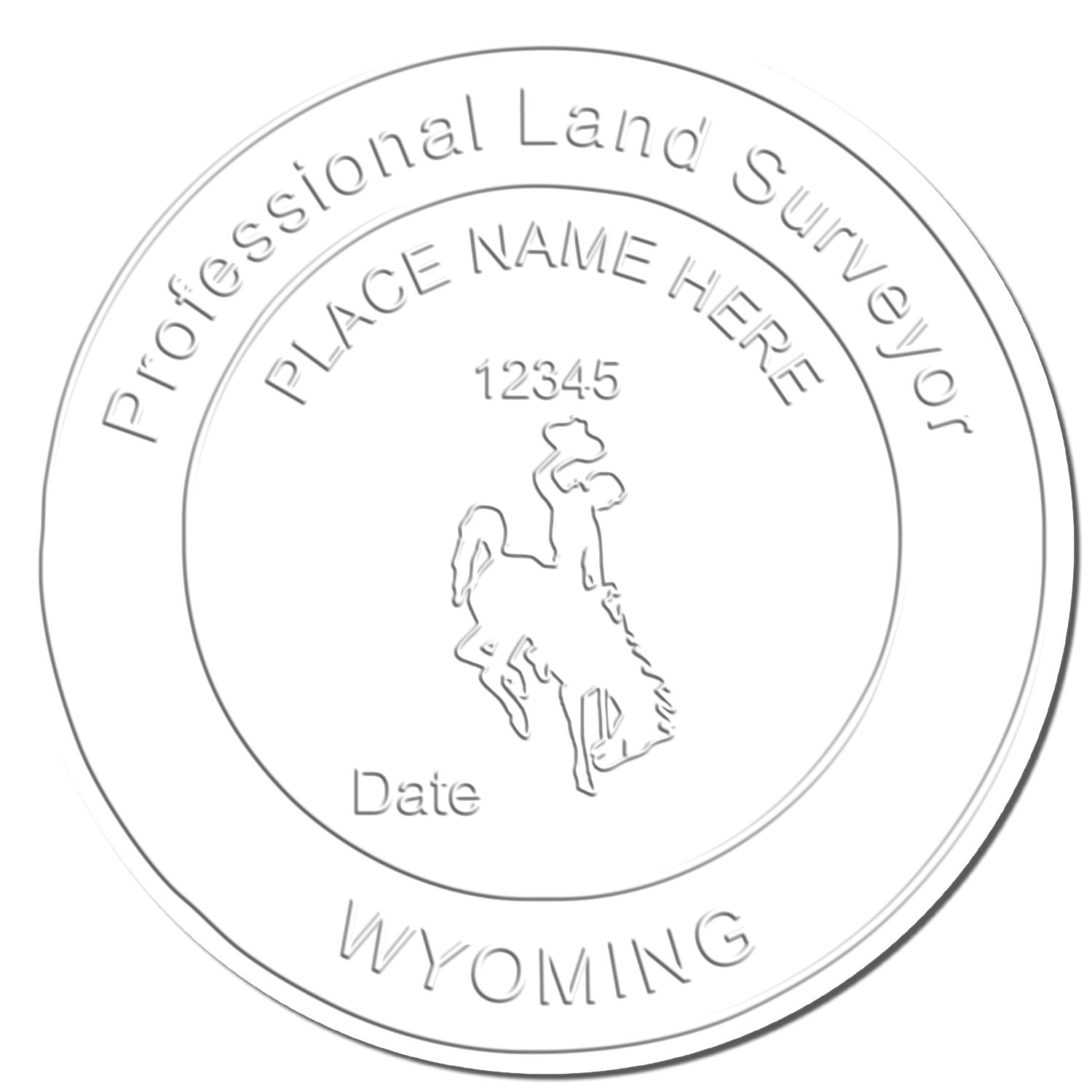 This paper is stamped with a sample imprint of the Extended Long Reach Wyoming Surveyor Embosser, signifying its quality and reliability.