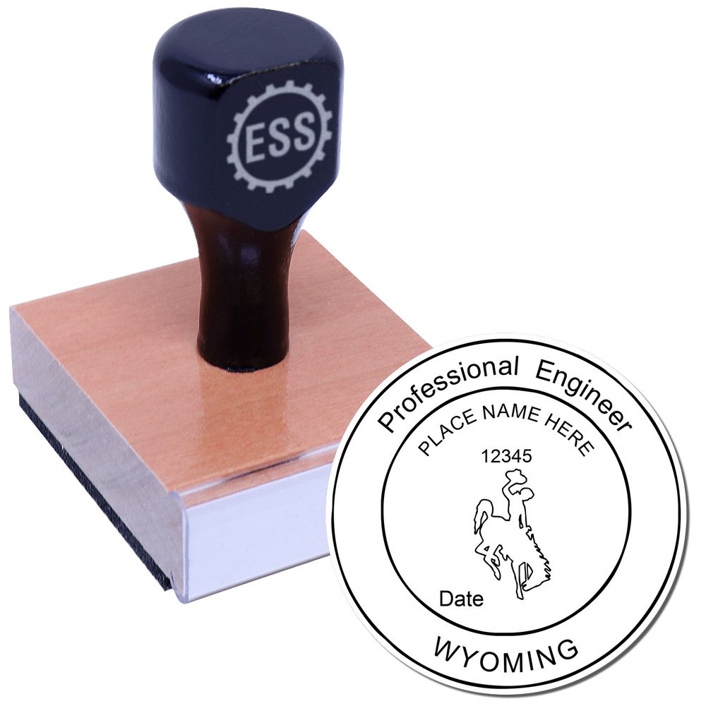 The main image for the Wyoming Professional Engineer Seal Stamp depicting a sample of the imprint and electronic files