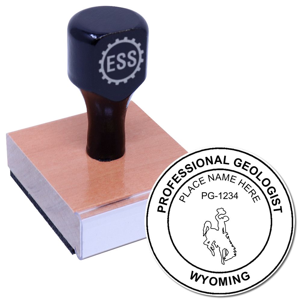 The main image for the Wyoming Professional Geologist Seal Stamp depicting a sample of the imprint and imprint sample