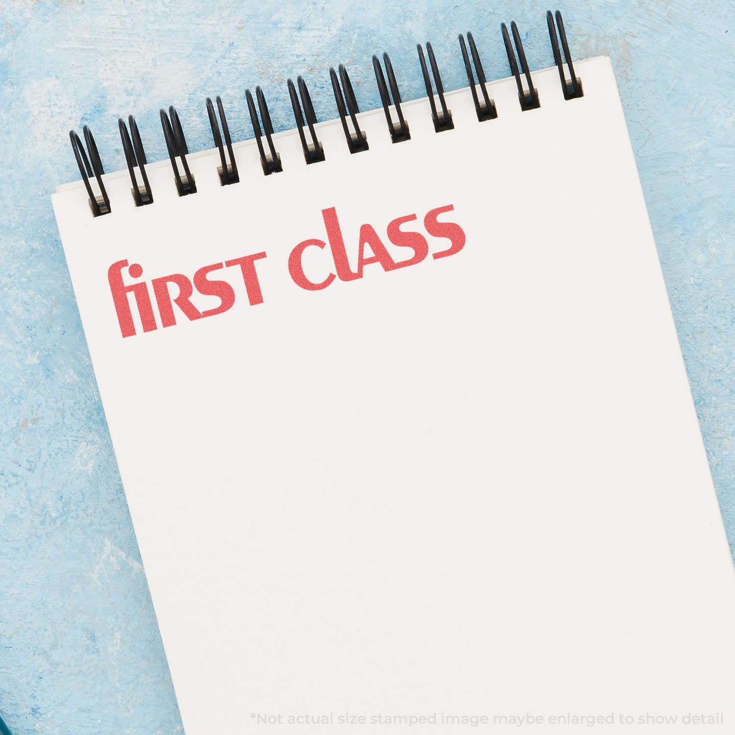 Bold Red First Class Xstamper Stamp In Use