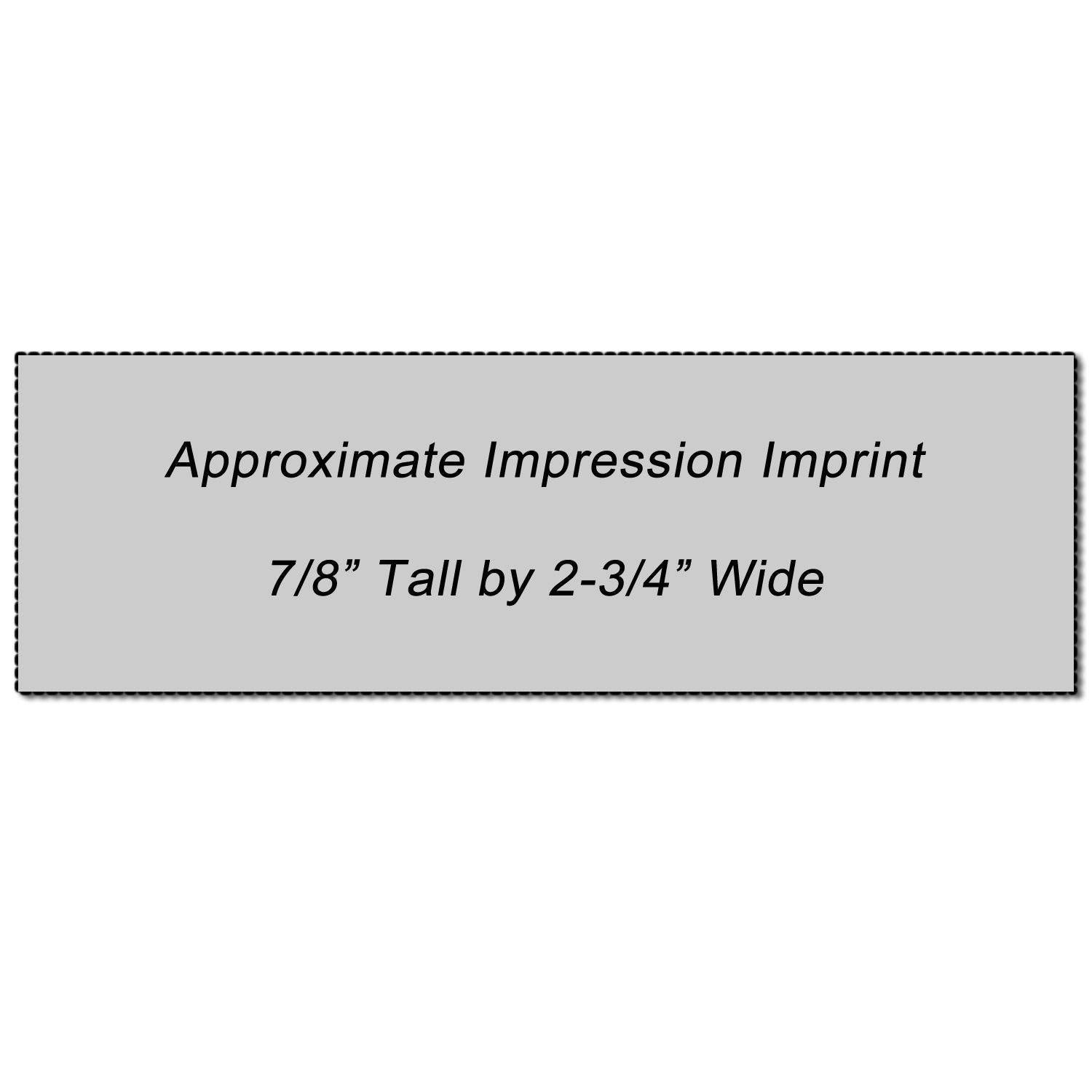 Jumbo Dated Material Open Immediately Xstamper Stamp with an approximate impression imprint of 7/8” tall by 2-3/4” wide.